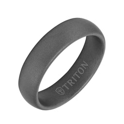ROCCO Domed Tungsten Wedding Band with Gray Sand Blasted Finish by Triton - 6mm - Larson Jewelers