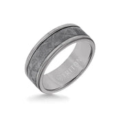 Round Edge Meteorite Insert Gray Tungsten Wedding Band - 8mm - Larson Jewelers