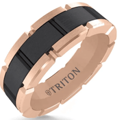 7MM Rose Tungsten with Black Diamond-Like Coating Comfort Fit Ring - T-Link Design - Larson Jewelers