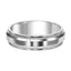 14k White Gold Brushed Raised Center Men's Wedding Ring with Milgrain Accents - 6mm - 8mm - Larson Jewelers