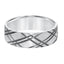 14k White Gold Brushed Finish Mens Wedding Band with Polished Criss Cross Grooves - 6.5mm - Larson Jewelers