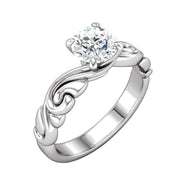 10K White 1 CT Natural Diamond Engagement Ring