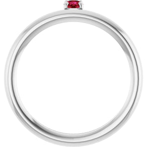 14K White Lab-Grown Ruby Stackable Ring