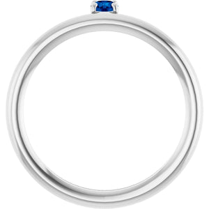 Sterling Silver Imitation Blue Sapphire Stackable Ring