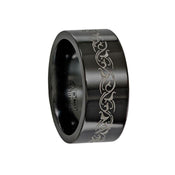 Edward Mirell Titanium Black Ti Flat Laser Patterned 10mm Band - Larson Jewelers