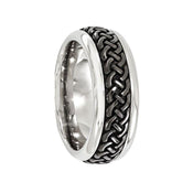 HORACE Titanium Ring with Centered Black Patterned by Edward Mirell - 9 mm - Larson Jewelers