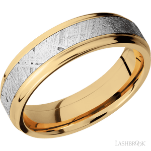 14K Yellow Gold with Polish Finish and Meteorite Inlay - 6MM - Larson Jewelers
