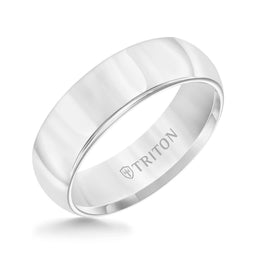 CADMAN Domed White Tungsten Wedding Band with Polished Finish by Triton Rings - 7mm - Larson Jewelers