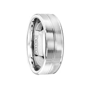 Men’s Comfort-Fit Cobalt Wedding Ring Brushed Finish with Polished Accents by Crown Ring - 7mm - Larson Jewelers