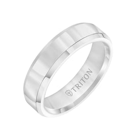 GARTH Tungsten Carbide Comfort Fit Ring with Reflective Polished Finish and Beveled Edges by Triton Rings - 6 mm - Larson Jewelers