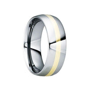 EGNATIUS Tungsten Carbide Wedding Ring with 18K Yellow Gold Inlay & Polished Finish - 8mm - Larson Jewelers