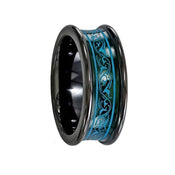 AELIA Concave Black Titanium Ring with Anodized Teal Pattern by Edward Mirell - 8mm - Larson Jewelers