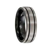 Edward Mirell Black Ti Grooves and Textured Lines 7mm Band - Larson Jewelers