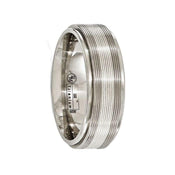 LAELIUS Titanium Ring with Sterling Silver Textured Lines by Edward Mirell - 7.5 mm - Larson Jewelers