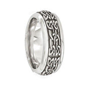 JANUS Titanium Ring with & Steel Patterned Inlay by Edward Mirell - 9 mm - Larson Jewelers