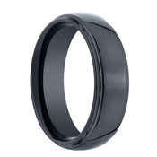 VALLUM Benchmark Raised Domed Center Black Ceramic Ring - 7 mm - Larson Jewelers