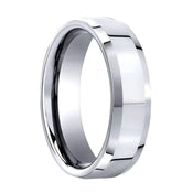 COMMODO Benchmark Beveled Cobalt Chrome Ring with Polished Finish - 7 mm - Larson Jewelers