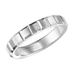 EVA Women's Beveled Tungsten Ring with Brush Finished Center and Horizontal Slots by Triton Rings - 4 mm - Larson Jewelers