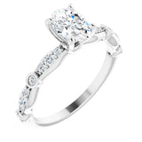 NEVA Silver Oval Lab Grown Diamond Engagement Ring