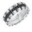 BARAK Sterling Silver Cast wedding band with black sapphires and black Oxidation - 7.5mm - Larson Jewelers