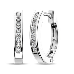 10K White Gold 1/8 Ct.Tw. Diamond Huggies Earrings - Larson Jewelers
