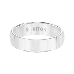 BYRON Domed White Tungsten Wedding Band with Polished Finish by Triton Rings - 6mm - Larson Jewelers