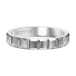 EVA Women's Beveled Tungsten Ring with Brush Finished Center and Horizontal Slots by Triton Rings - 4 mm - Larson Jewelers