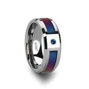 CERULEAN Tungsten Carbide Ring with Blue/Purple Color Changing Inlay and Alexandrite Setting - 8mm - Larson Jewelers