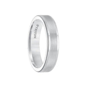 ARIANNA Flat White Tungsten Carbide Round Edge Comfort Fit Band with Satin Center Finish by Triton Rings - 5mm - Larson Jewelers