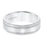 14k White Gold Wedding Band Flat Satin Finish Center with Milgrain Rope Edges- 6.5 mm - Larson Jewelers
