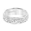 14k White Gold Wedding Band Domed Center High Polished Paisley Design and Milgrain Detail Round Edges- 7 mm - Larson Jewelers