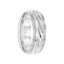WONDEROUS 14k White Gold Wedding Band Flat Ridged Diagonal Center Design Milgrain Rolled Edges by Artcarved - 7mm - Larson Jewelers