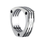 MAXIMILIAN Benchmark Grooved Triangle Titanium Wedding Ring with Screws- 7.5mm - Larson Jewelers