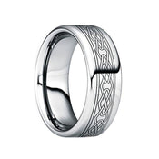 POMPILIUS Engraved Black Celtic Knot Tungsten Wedding Ring with Polished Finish -  8mm - Larson Jewelers