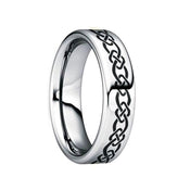 QUINTILLUS Polished Tungsten Wedding Ring with Engraved Celtic Motif - 6mm - Larson Jewelers