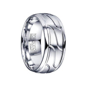 VIBIANUS Domed Cobalt Ring with Engraved Design & Polished Step Edges - 9mm - Larson Jewelers