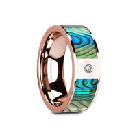 GRETAL Flat 14K Rose Gold with Mother of Pearl Inlay & White Diamond Setting - 8mm - Larson Jewelers