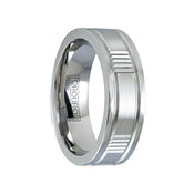 Satin Grooved Cobalt Wedding Ring with Polished Beveled Edges - 7mm - Larson Jewelers