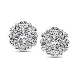 14K White Gold 1/4 Ct.Tw. Diamond Flower Studs Earrings - Larson Jewelers