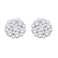 14K White Gold 1/3 Ct.Tw. Diamond Flower Studs Earrings - Larson Jewelers