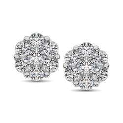 14K White Gold 1/2 Ct.Tw. Diamond Flower Studs Earrings - Larson Jewelers