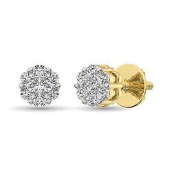 14K Yellow Gold 7/8 Ct.Tw. Diamond Flower Studs Earrings - Larson Jewelers