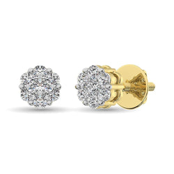 14K Yellow Gold 3/4 Ct.Tw. Diamond Flower Studs Earrings - Larson Jewelers