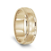 14k Yellow Gold Brushed Center Milgrain Wedding Ring with Polished Edges - 7mm - Larson Jewelers