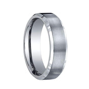 ARGUS Benchmark Brushed Center Titanium Wedding Ring with Polished Bevels - 7mm - Larson Jewelers