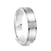 14k White Gold Brushed Finish Women’s Wedding Ring with Polished Flat Edges - 4mm & 6mm - Larson Jewelers