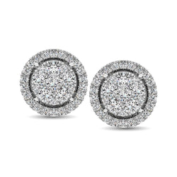 14K White Gold 1 Ct.Tw. Diamond Flower Stud Earrings - Larson Jewelers