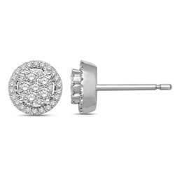 14K White Gold 1/3 Ct.Tw. Diamond Flower Stud Earrings - Larson Jewelers
