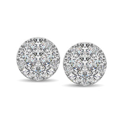 14K White Gold 3/4 Ct.Tw. Diamond Flower Stud Earrings - Larson Jewelers