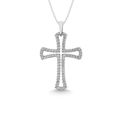 Diamond 1/4 Ct.Tw. Cross Pendant in 10K White Gold - Larson Jewelers
